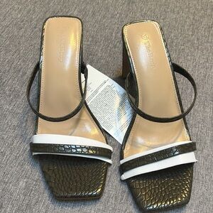 The Drop Women's Avery Square Toe Two Strap High Heeled Sandal, Size 7.5